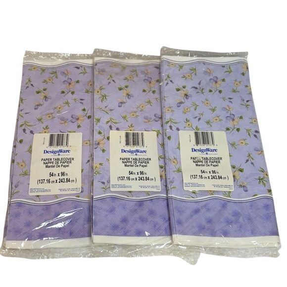 Vintage American Greetings DesignWare Purple Floral Paper Table Covers NIP - Picture 1 of 5